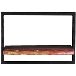 Wohnzimmerregal aus Recyclingholz und Metall Wandmontage