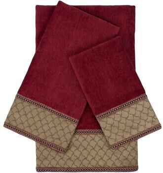 Sherry Kline Luxuriant Red 3-piece Embellished Towel Set - 13 x 18 x 0.5/16 x 25 x 0.5/25 x 48 x 0.5