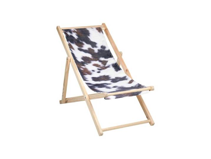 Lot de 2 chiliennes pliantes en bois à motif vache Marron Brun 125x60x5 cm
