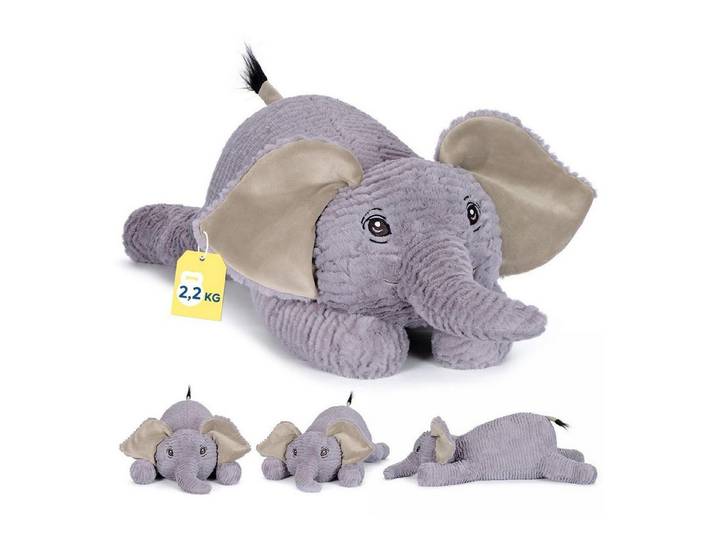 LuxusKollektion Kuscheltier Gewichtetes Kuscheltier Elefant 2kg Plüschtier XXL Elefant Grau 65cm