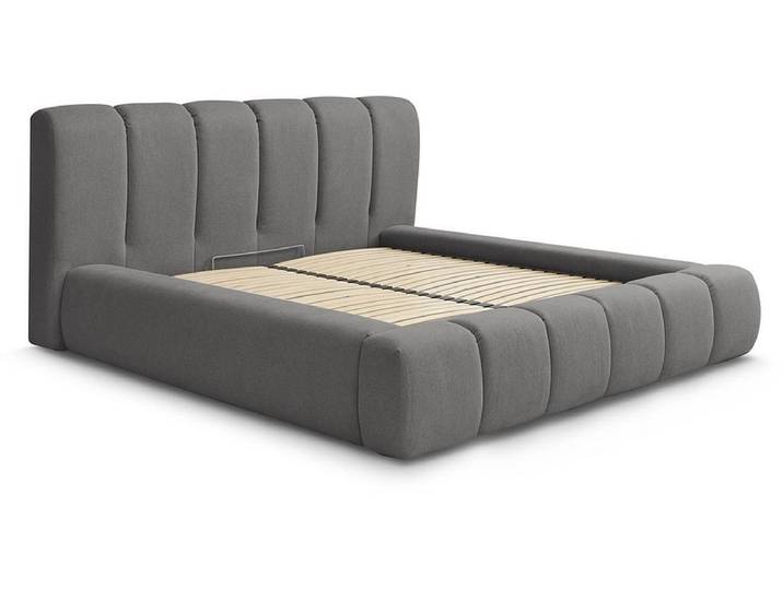 Kastenbett BOBOCHIC DENALI 160x200cm stoff dunkelgrau