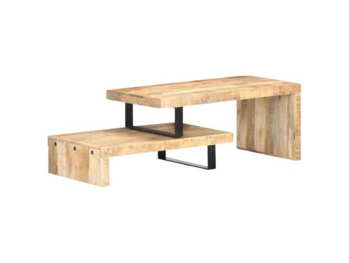 LASWWQMRF 2-TLG. Couchtisch-Set Massivholz Mango 90x50cm Flexibles 2er Set Beistelltische fürs Wohnzimmer aus echtem Holz und stabilem Metallgestell mit praktischer Ablage.