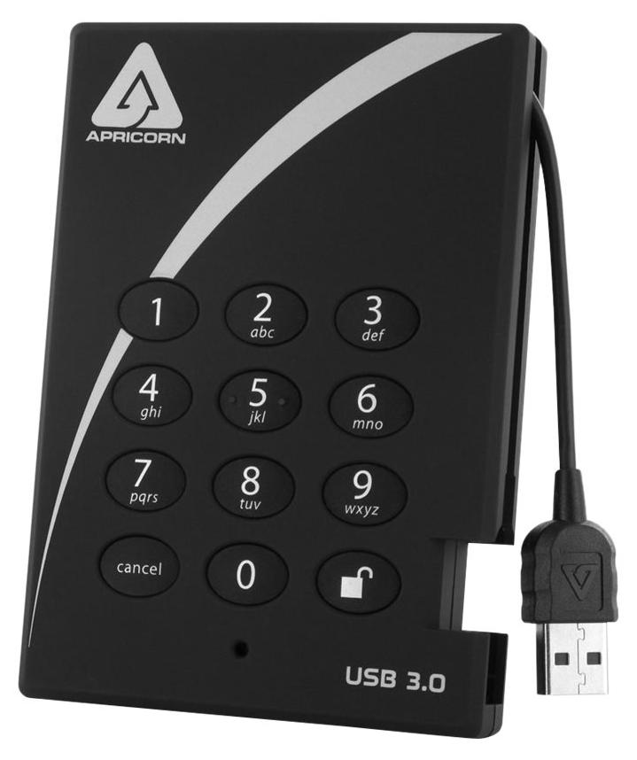 Apricorn Aegis Padlock, 2 TB, 3.2 Gen 1 (3.1 Gen 1), 5400 RPM, Schwarz
