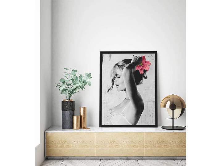 Bild Kate Moss IV Rahmen: Massivholz Buche, lackiert Abdeckung: Plexiglas Schwarz 73 x 93cm