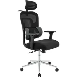 CLP Bürostuhl ergonomisch mit Kopfstütze Lothenda, Schreibtischstuhl höhenverstellbar Lordosenstütze 3D-Armlehnen, Drehstuhl bis 150 kg