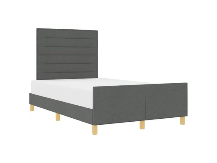 PUGYNBK Bettgestell mit Kopfteil, dunkelgrau, 120 x 190 cm, Stoff Minimalistische Plattform, Schaumstofffüllung, ohne Sockel, einfache Montage, modernes Design