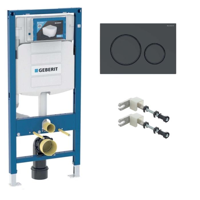 Geberit Duofix Sigma WC Montageelement Set mit Sigma 20 Betätigungsplatte schwarz
