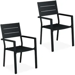 Relaxdays Schwarzer Gartenstuhl im 2er Set Schwarz