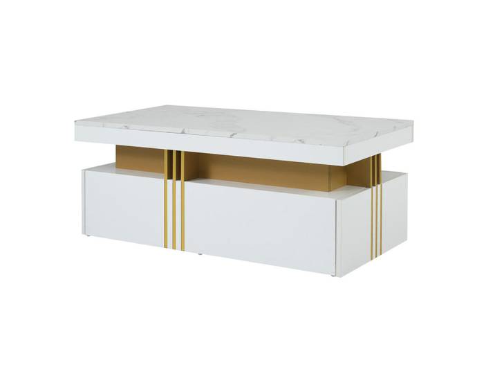 Urban Meuble Couchtisch Weiß 100/50/40 cm, Metall, Rechteckig, 50x40x100 cm, Wohnzimmer, Wohnzimmertische, Couchtische