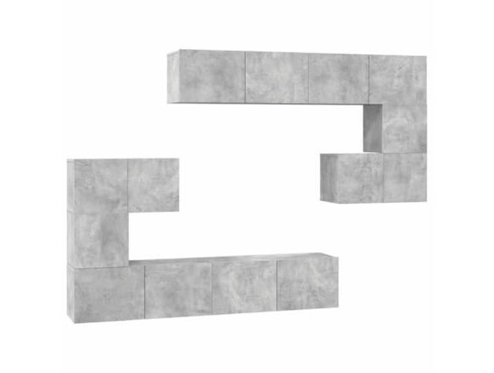 GKHPYURE TV-Möbel-Set, 8-teilig, Grau, Beton, Holz, mehrschichtig TV-Wandschrank mit Fächern, 80 x 30 x 30 cm, 60 x 30 x 30 cm, 30,5 x 30 x 30 cm