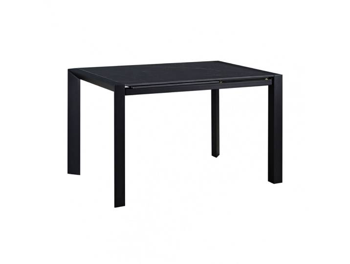 Table repas allongeable céramique marbré noir pieds métal gris