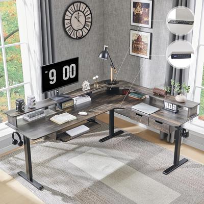 afulyperfllc L Shaped Electric Standing Desk,Corner Gaming Desk w/ Charging Station