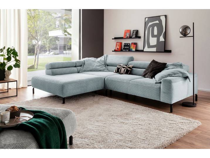 KAWOLA Ecksofa DELIA, L-Form rechts oder links, mit oder ohne Sitzvorzug, Cord