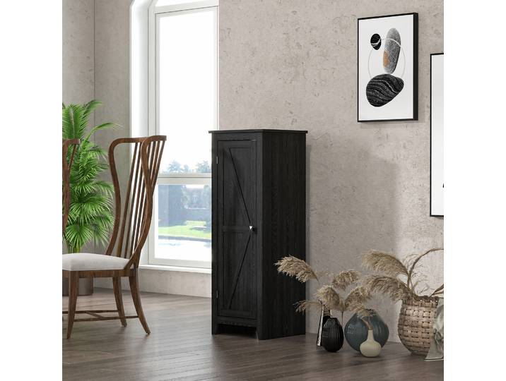 HOMCOM Armoire Buffet Noir 120cm 2 Étagères Réglables Cuisine