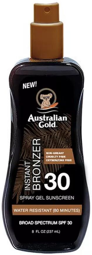 Australian Gold - Spray Gel mit Bronzer LSF 30, Spray Gel + Bronzer SPF 30, 237 ml