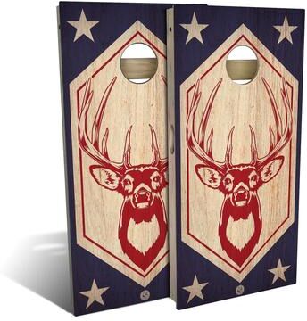 Skip's Garage Red White Buck Outdoor Cornhole Board Set