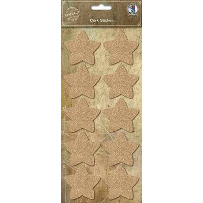 URSUS Vintage Kork-Sticker Stern, 1 Stickerbogen (12 x 26 cm) mit 10 Stickern
