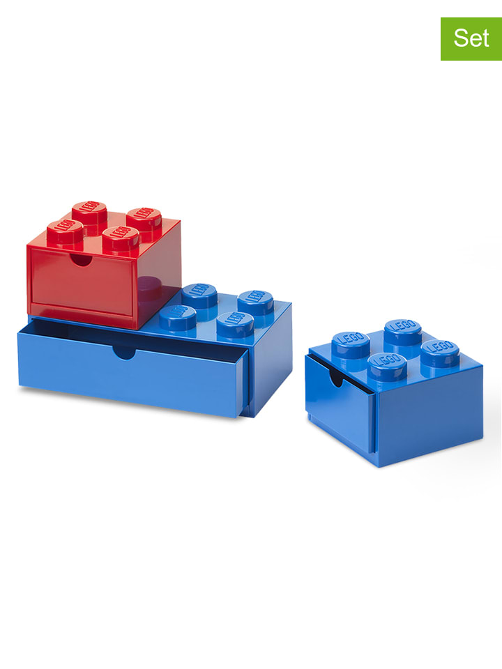 LEGO 3er-Set: Schubladenboxen in Blau/ Rot - onesize