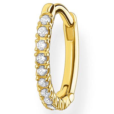 Single-Creole THOMAS SABO "farbige oder weiße Steine", gold (gelbgoldfarben, weiß, kristallweiß), Ohrringe, Damen, Silber 925 (recycelt), mit Glas-Keramik Stein, Korund (synth.), Zirkonia (synth.)