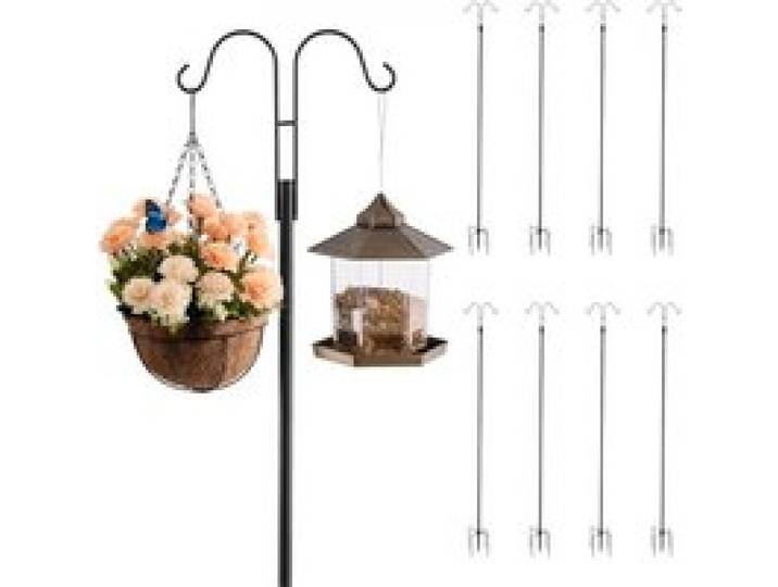 VEVOR Schäferhaken 8er-Pack, Hirtenhaken 2345 mm, Garten Doppelhaken Laternenstab, 1,9 cm dicke Gartenhaken zum Aufhängen von Kolibri-Futterspendern, Pflanzenkörben, Solarlaternen, Windspielen