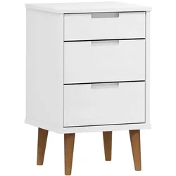 vidaXL Nachttisch MOLDE Weiß 40x35x65 cm Massivholz Kiefer