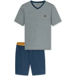 Schiesser Shorty-Pyjama-Set - Herren - Gr. 56 - blau/gestreift