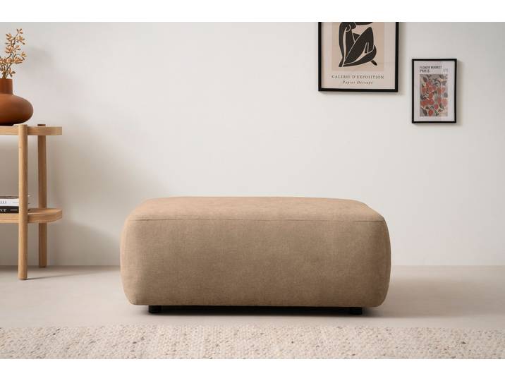 Polsterhocker HOME AFFAIRE Torge, Hocker in Cord, Samtvelours oder Struktur , braun (hellbraun), B:100cm H:42cm T:68cm, 100% Polyester, Hocker, Polsterhocker, passend zur Serie Torge, rechteckig, bequemer Sitzkomfort