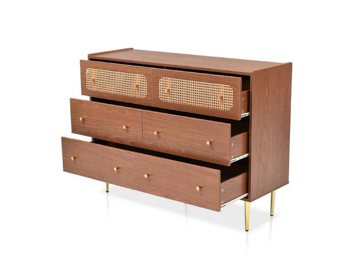 Merax Kommode Rattan geflecht,Highboard, Sideboard mit Schubladen, Schubkastenkommode