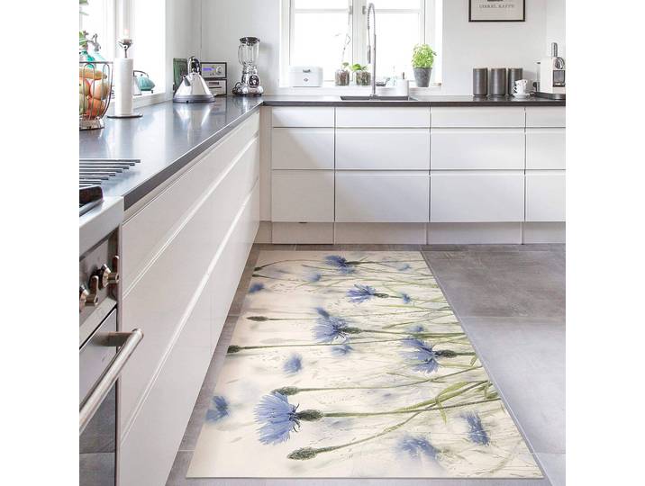 Vinylteppich Kornblumen und Gräser 160 x 80cm Violett