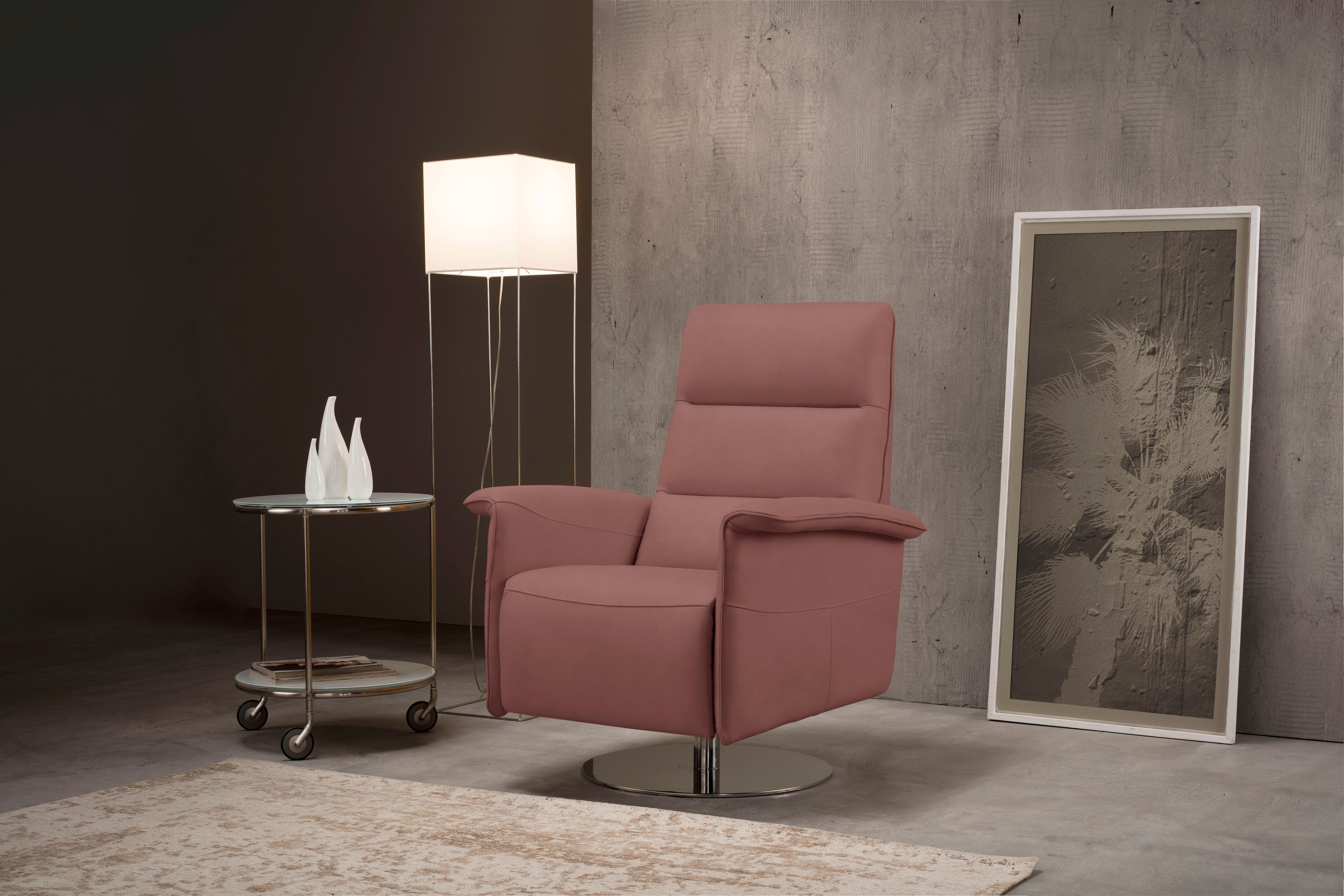 Sessel EGOITALIANO "Kelly Designsessel, Clubsessel & Relaxsessel, bequem, zeitlos elegant", braun (cedar wood), B:83cm H:105cm T:92cm, Sessel, Sessel, drehbar, manuelle Relaxfunktion mit Push-Back-Mechanismus cedar wood Luxus-Microfaser BLUSH, Drehfunktio