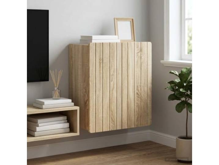 Wandschrank Sonoma-Eiche 59x31x64 cm Holzwerkstoff mit 2 Pendeltüren Wandmontage, 90°-Pendeltüren, pflegeleichte Oberfläche, vielseitig einsetzbar, zeitloser Look