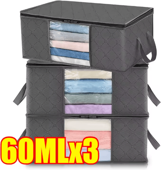 Inspire Picks Foldable Closet Clothes And Blanket Storage Organizer Bag 3pcs 60l