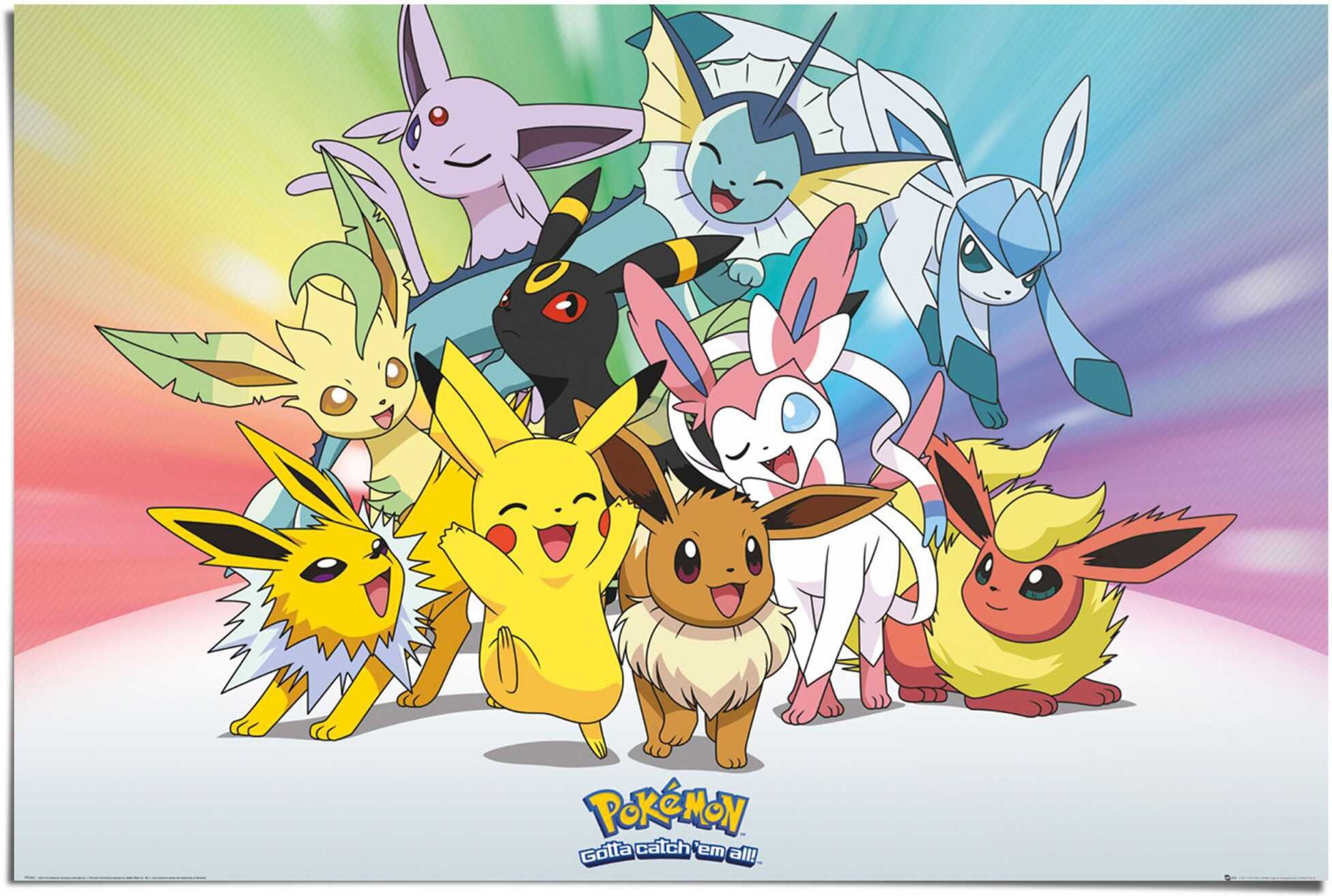 Reinders! Poster REINDERS "Poster Pokemon", bunt (farbe bild(er): mehrfarbig), B:91,5cm H:61cm, Papier, Bilder, Poster farbe bild(er): mehrfarbig B/H/T: 91,5cm x 61cm, 1 Stk.