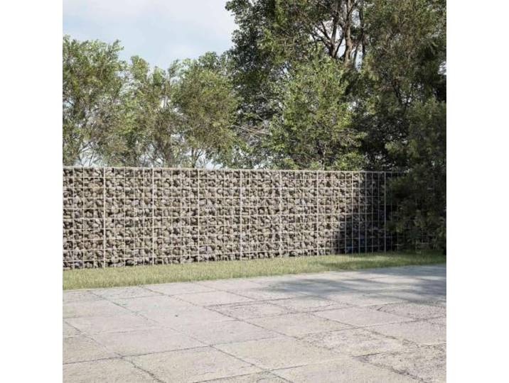 Gabione aus verzinktem Stahl 850 x 50 x 100 cm mit 3,5 mm Draht und Netz 10 Stahl verzinkt silber, feuerverzinkt, Draht 3,5 mm, Netz 10 x 10 cm, Haken und Clips, Stauwand, Blumenbeet