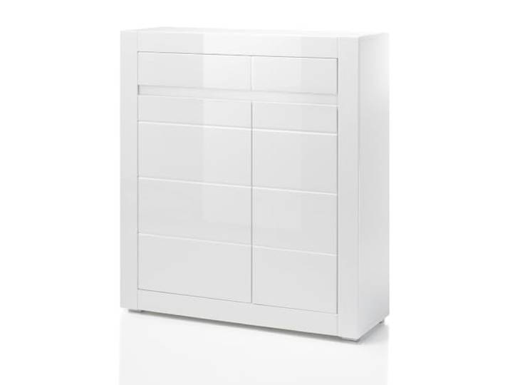 Kommode Highboard in weiß Hochglanz und grau Stone Design Wohnzimmerschrank Esszimmerschrank Anrichte 100 x 112 cm Nobile (Kommode 1)
