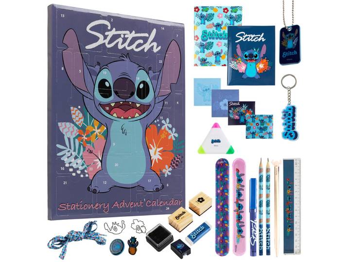 Cerdà - Calendrier de l'Avent Papeterie 2026 Disney Lilo &amp; Stitch - 24 surprises avant Noël - Licence officielle