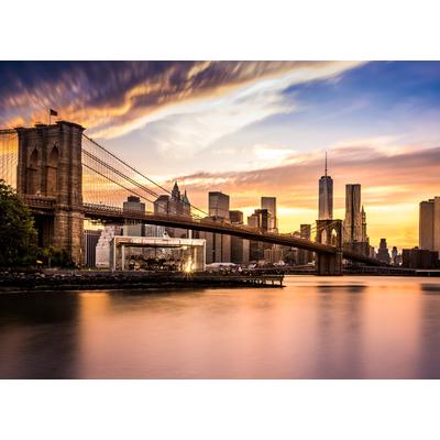 Fototapete PAPERMOON "Bridge Brooklyn at Sunset", bunt, B:4m L:2,6m, Vlies, Tapeten