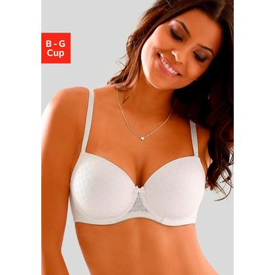 Schalen-BH LASCANA "Bügel-BH, Dirndl-BH", Damen, Gr. 75, Cup G, weiß, Microtouch, Obermaterial: 86% Polyamid, 14% Elasthan, BHs Spitzenwäsche Bügel-BH Spitzen-BH Dirndl-BH Schalen-BH, mit graphischer Spitze, Dessous