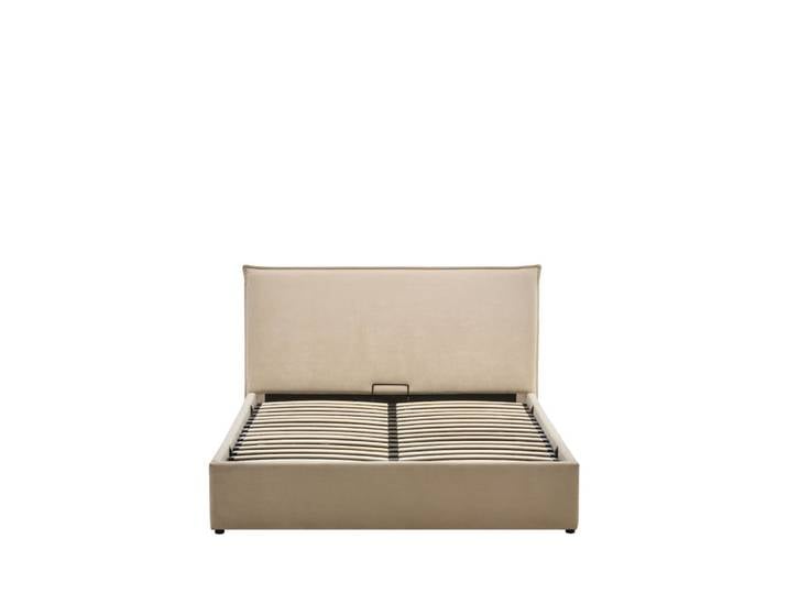 Lit coffre en tissu 140x190cm - beige