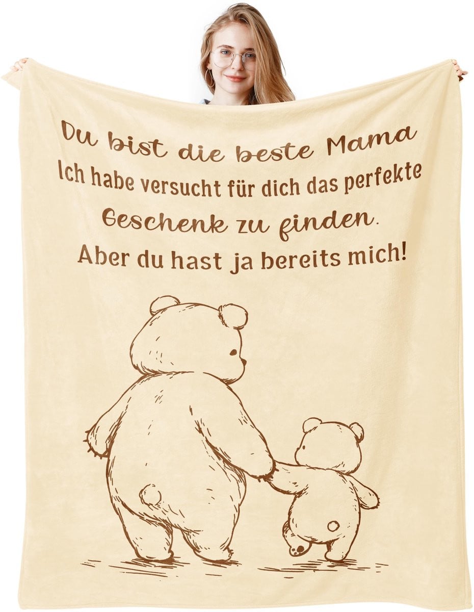 Deken met opdruk Du Bist Die Beste Mama - 150 x 130 cm