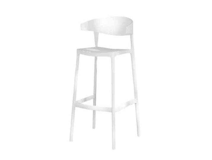 Barstühle Barhocker, stapelbar, hohe Hocker mit Kaffee-Rückenlehne(Weiß)