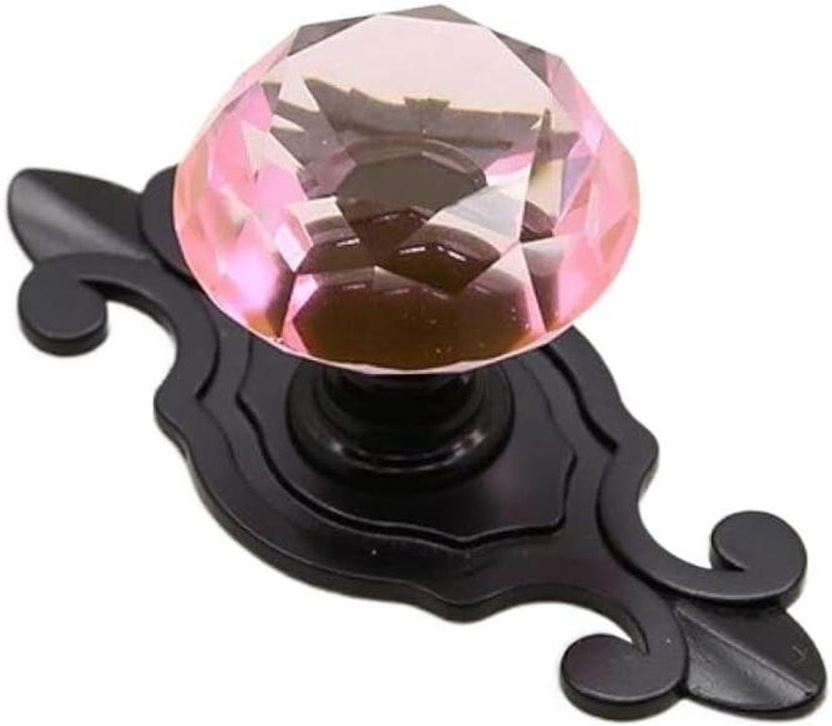 Kristallen knopjes ladegrepen voor kasten decoreren in zwart brons met reflecterend oppervlak, 70 mm lengte