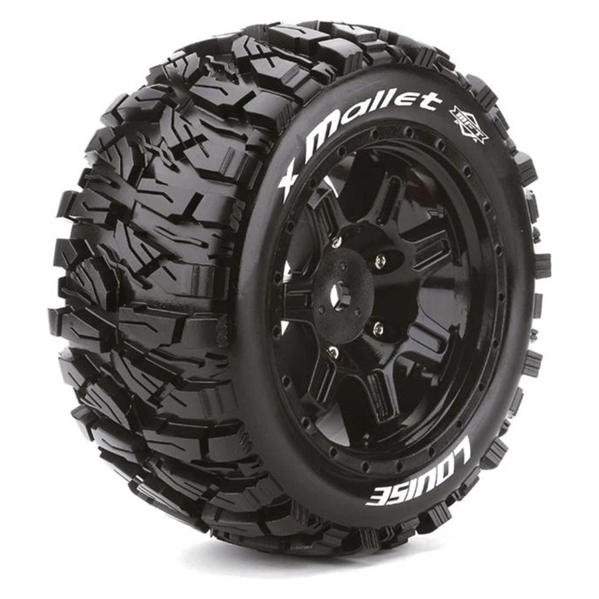 Louise x-mallet sport-reifen felge schwarz 24mm arrma kraton 8s mft (2) (LOUT3350BM)