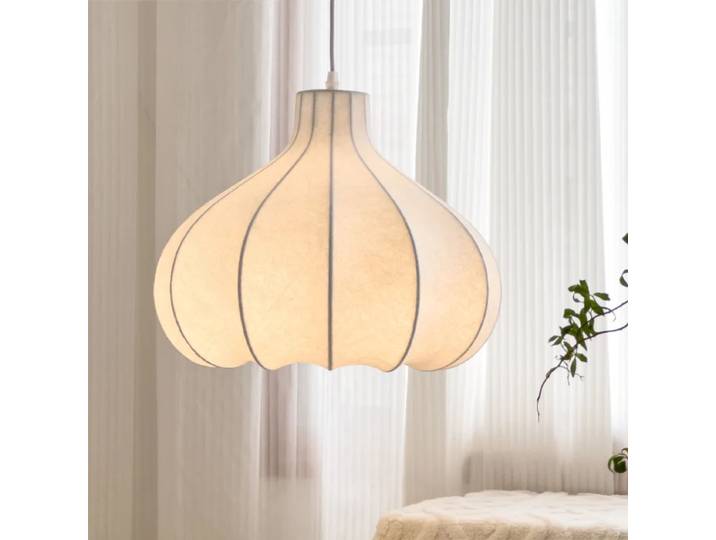 Lustre suspendu en tissu de soie Wabi Sabi nordique pour restaurant, table à manger, îlot, chambre à coucher, décoration de la maison, lampe LED