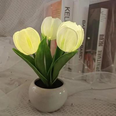 Uplift Essentials Romantic Simulation Tulip Bouquet LED Table Lamp white charging Version