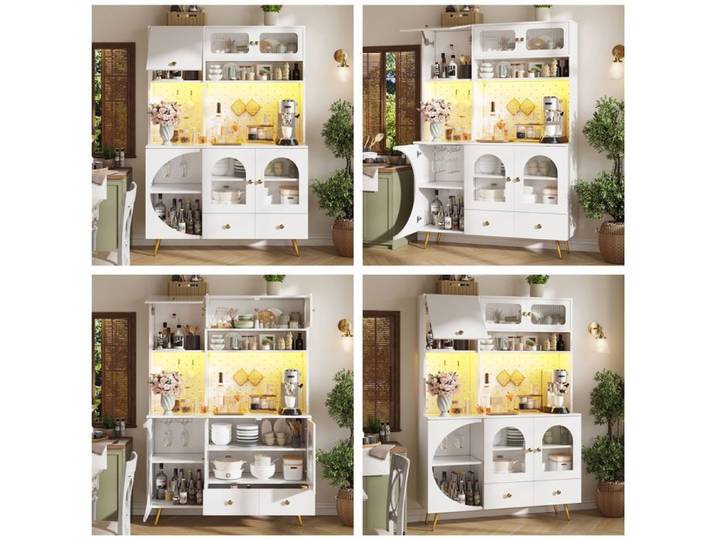 Armoire moderne avec éclairage LED Armoire de cuisine haut avec connexions USB et prises Armoire haut pour cuisine et salon Armoi
