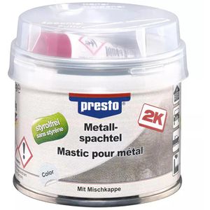 Presto Spachtelmasse 443466 2K Metallspachtel, grau, für Karosserien, Innen- & Außenbereich, 250g