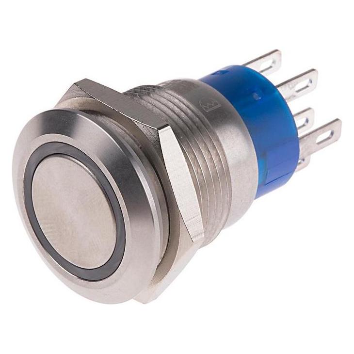 RS PRO 19mm,stainless,DPDT,Latch,Red,12V (1115793)