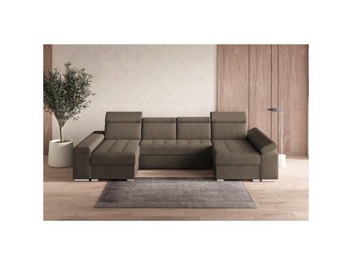 Mid.you Wohnlandschaft Toronto U, Braun, 4-Sitzer, U-Form, 330x168 cm, Stoffauswahl, Rücken echt, Armteil links, rechts, Wohnzimmer, Sofas & Couches, Wohnlandschaften, Wohnlandschaft U-Form