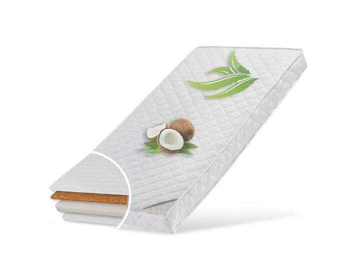 Kids Collective Babymatratze 70x140 cm KOKOS mit gestepptem Aloe Vera-Bezug 10cm hoch Babymatratze Kindermatratze 70x140 Kokos-Matratze für Babybett oder Kinderbett Körpergewicht bis 60kg